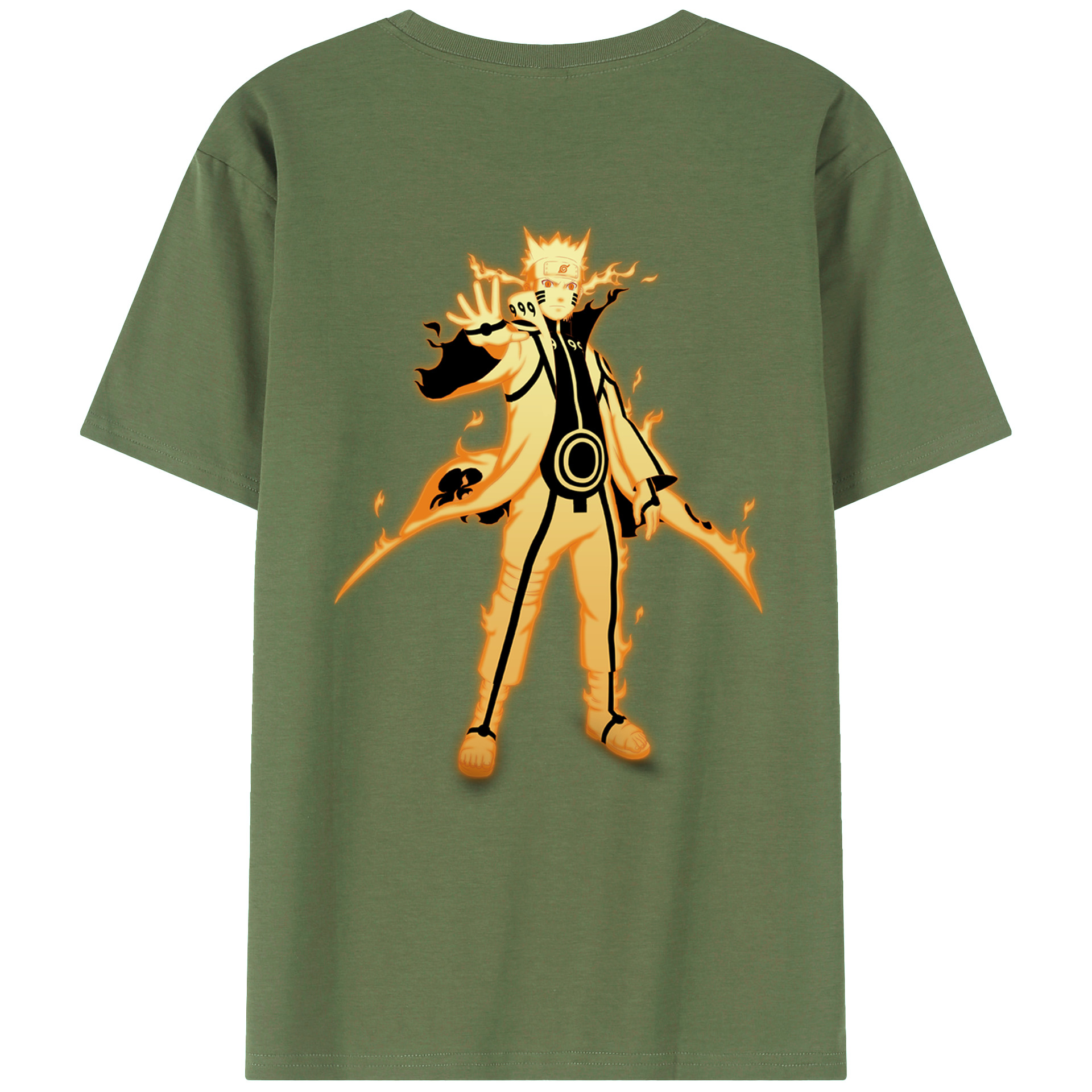 （画像用） NARUTO -ナルト- うずまき ナルト Uzumaki Naruto 綿100％ メンズ半袖Tシャツ（バックプリント） 通気性